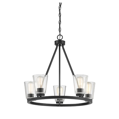 5 Light Chandelier, Matte Black