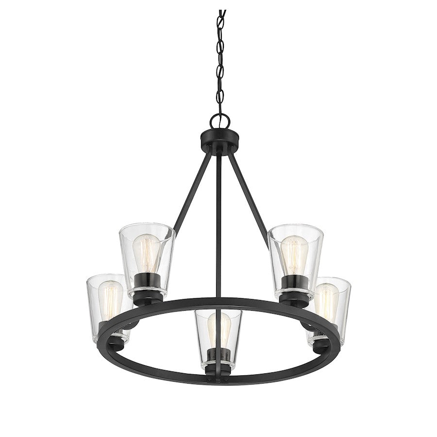 5 Light Chandelier, Matte Black