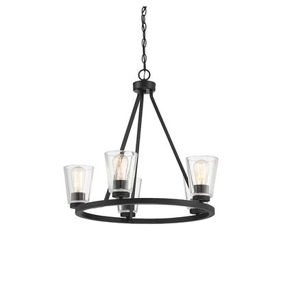 5 Light Chandelier, Matte Black