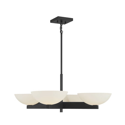 Savoy House Fallon 4 Light Chandelier, Matte Black/White Opal - 1-1613-4-89