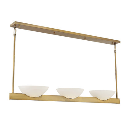 Savoy House Fallon 3 Light Linear Chandelier, Brass/White Opal - 1-1614-3-322