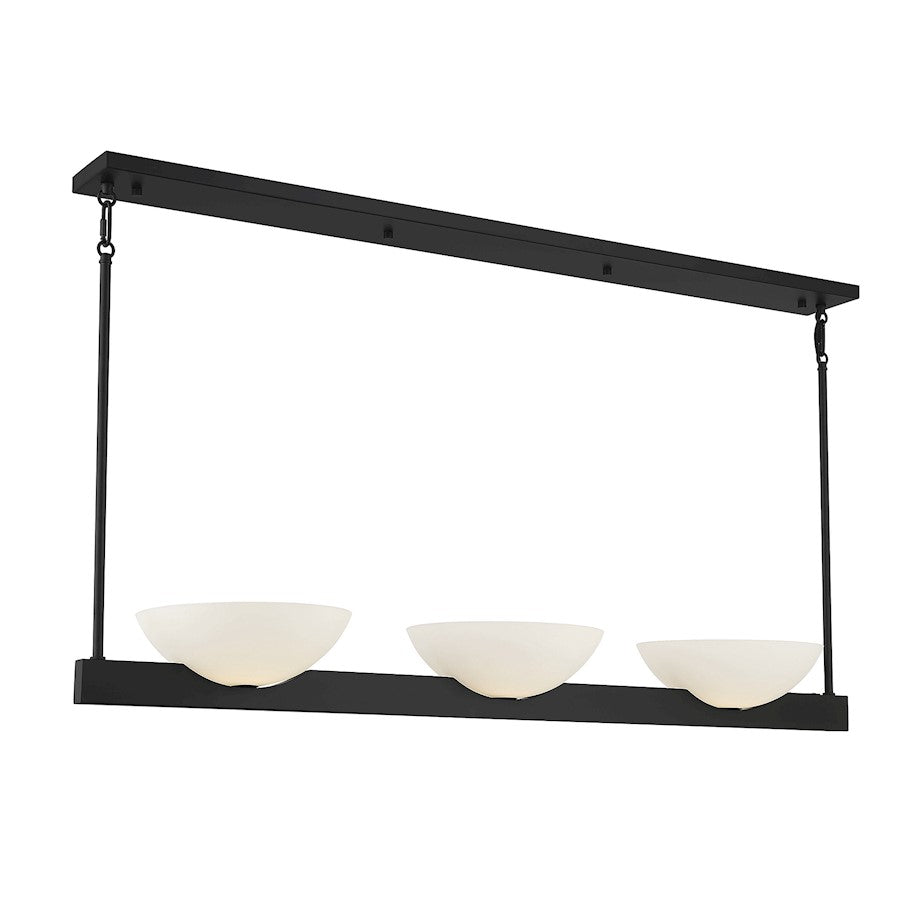 Savoy House Fallon 3 Light Linear Chandelier, Black/White Opal - 1-1614-3-89