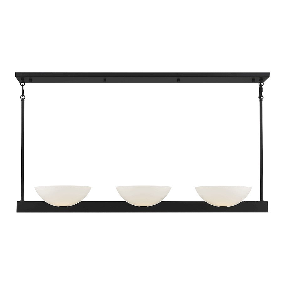 3 Light Linear Chandelier, Matte Black