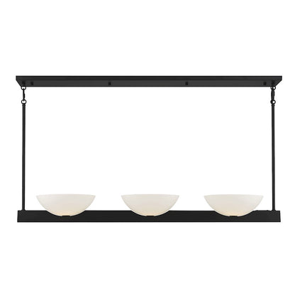 3 Light Linear Chandelier, Matte Black