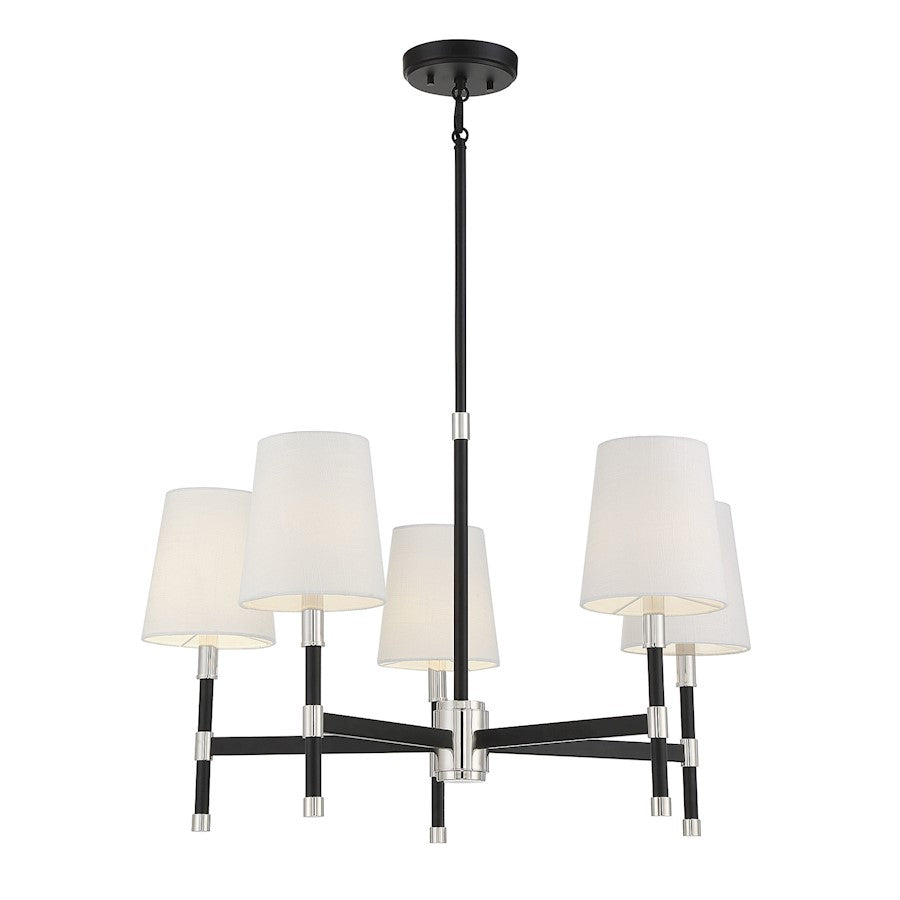 5 Light Chandelier, Black