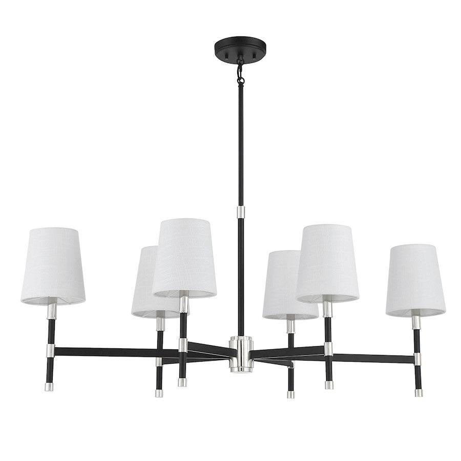 6 Light Linear Chandelier, Matte Black