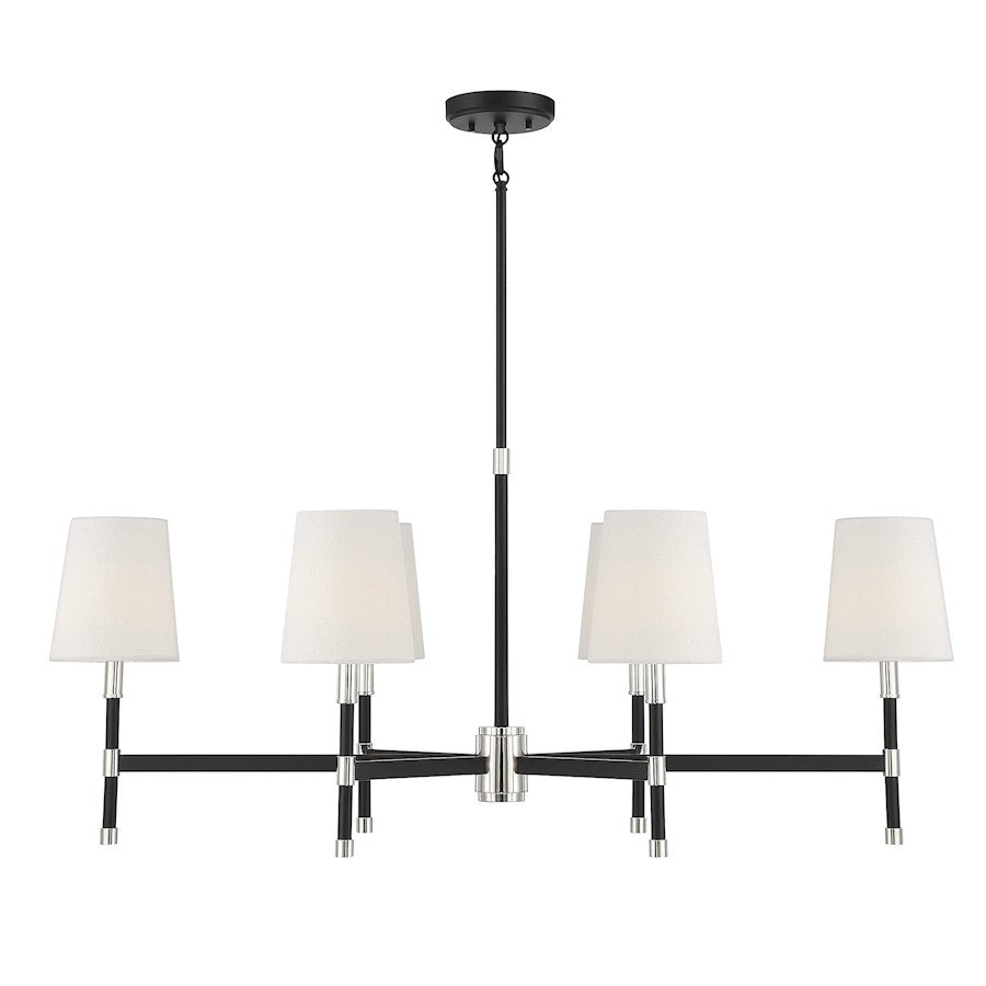 6 Light Linear Chandelier, Matte Black