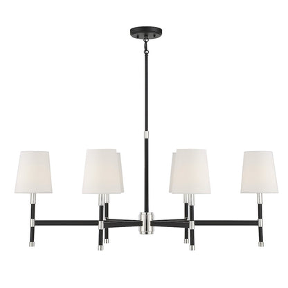 6 Light Linear Chandelier, Matte Black