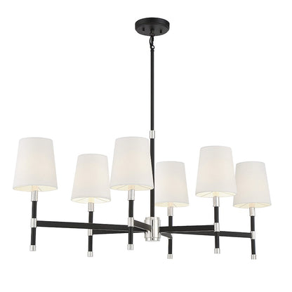 6 Light Linear Chandelier, Matte Black