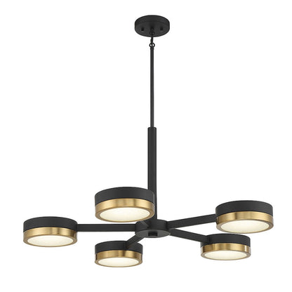 5 Light LED Chandelier, Black