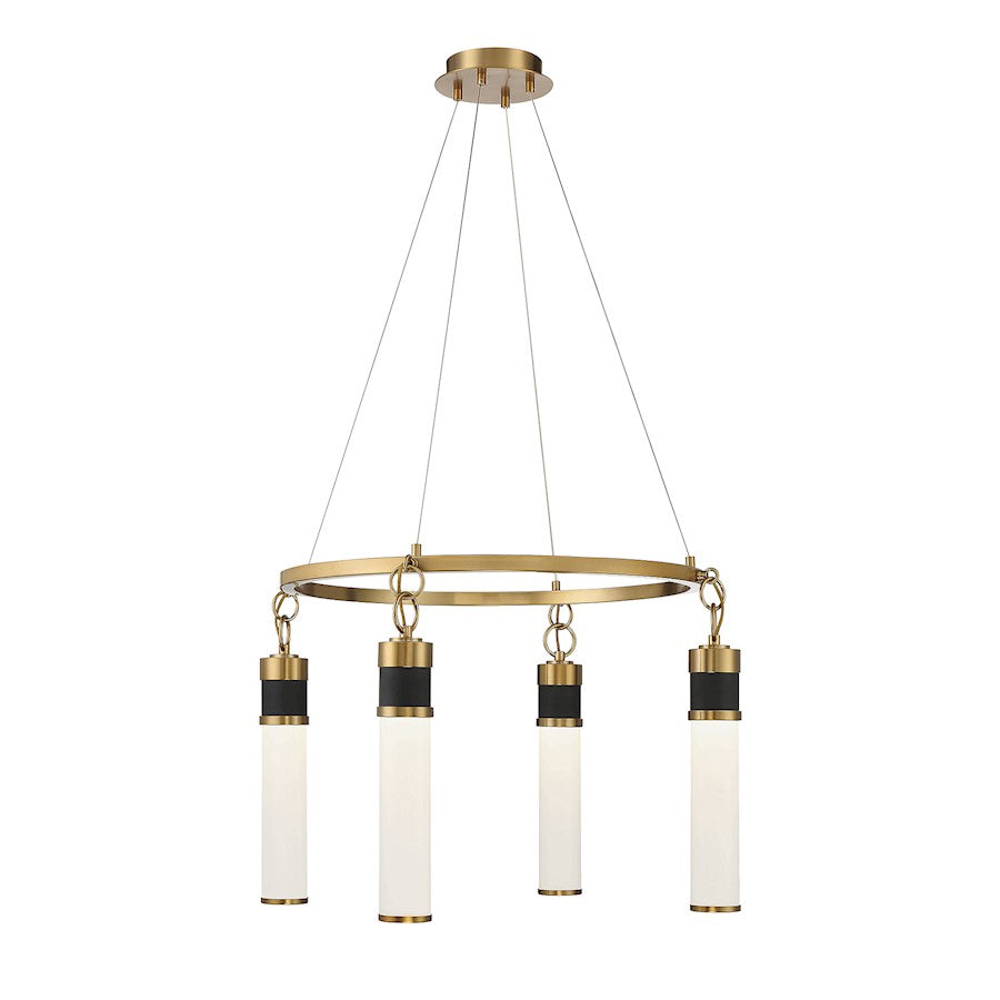 Savoy House Abel 4 Light LED Chandelier, Black/Brass/White Opal - 1-1641-4-143