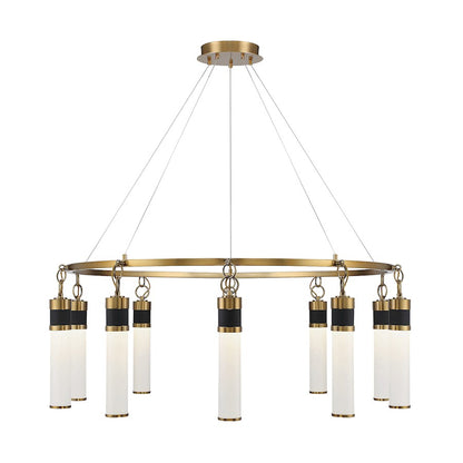 Savoy House Abel 10 Light LED Chandelier, Black/Brass/White Opal - 1-1642-10-143