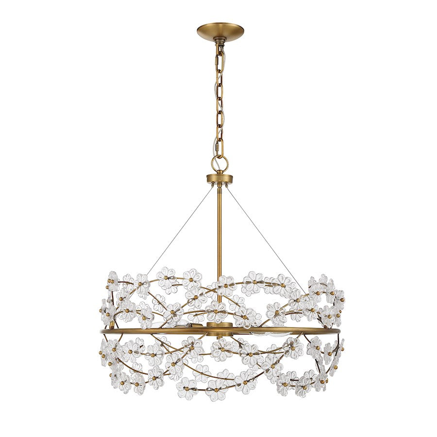 5 Light Chandelier, Warm Brass