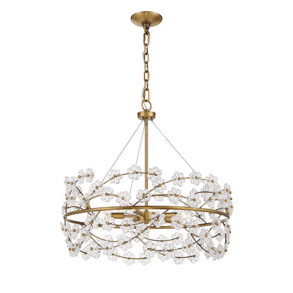 5 Light Chandelier, Warm Brass