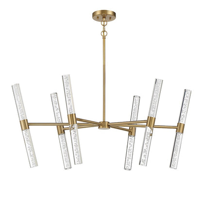 12 Light LED Chandelier, Warm Brass