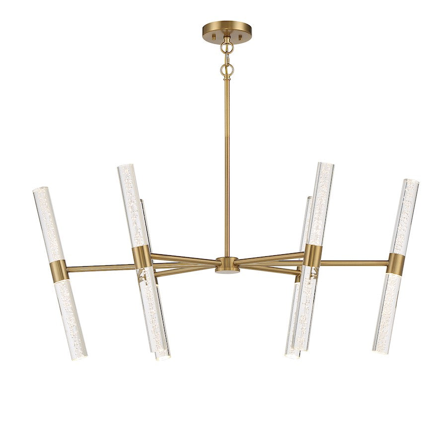 12 Light LED Chandelier, Warm Brass