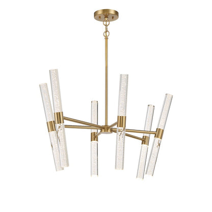 12 Light LED Chandelier, Warm Brass