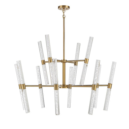 12 Light LED Chandelier, Warm Brass