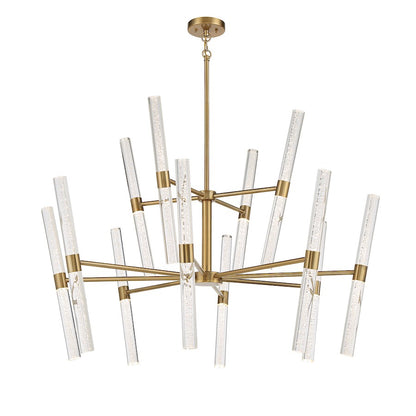 12 Light LED Chandelier, Warm Brass