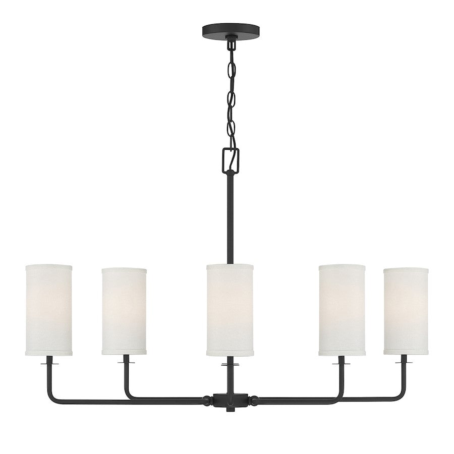 6 Light Linear Chandelier, Matte Black