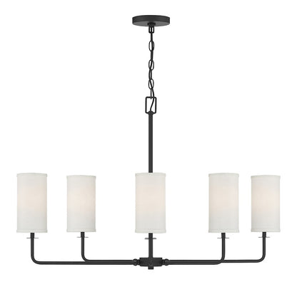 6 Light Linear Chandelier, Matte Black