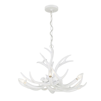 6 Light Chandelier, Matte White