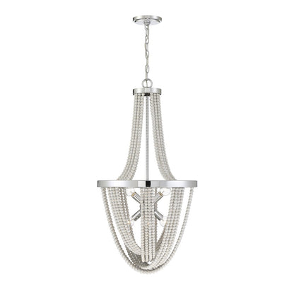 Savoy House Contessa 6 Light Chandelier, Chrome/Wooden Beads - 1-1765-6-110