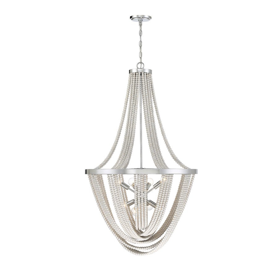 Savoy House Contessa 8 Light Chandelier, Chrome/Wooden Beads - 1-1766-8-110