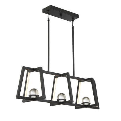 1 Light Linear Chandelier, Matte Black