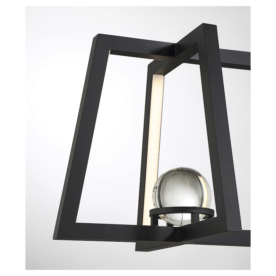 1 Light Linear Chandelier, Matte Black