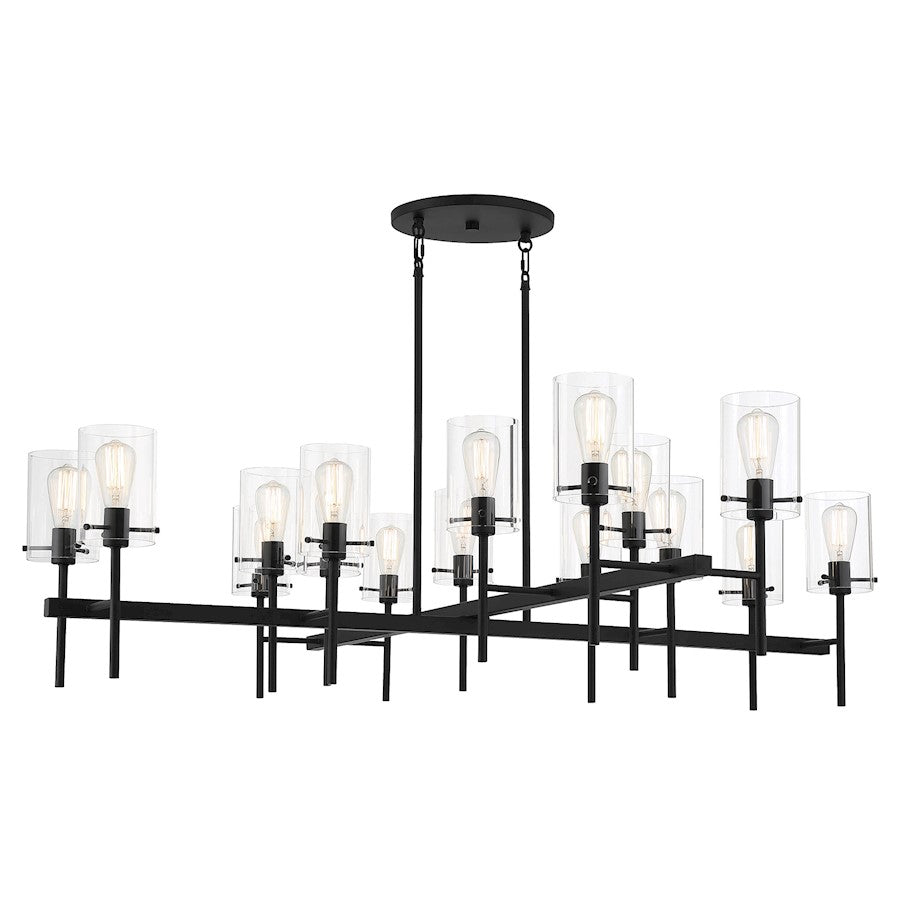 16 Light Chandelier, Matte Black