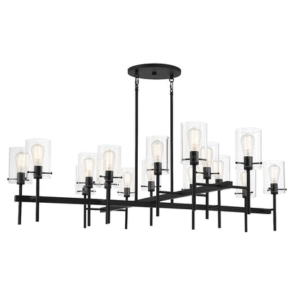 16 Light Chandelier, Matte Black