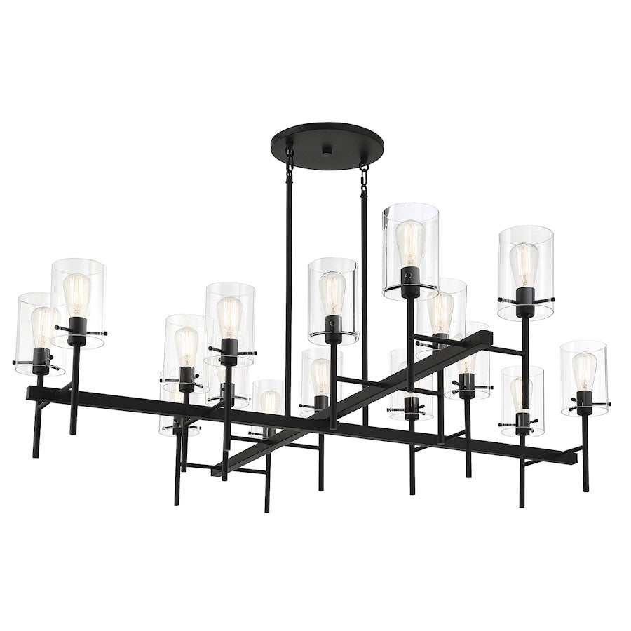 16 Light Chandelier, Matte Black