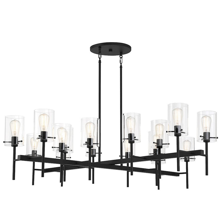 16 Light Chandelier, Matte Black