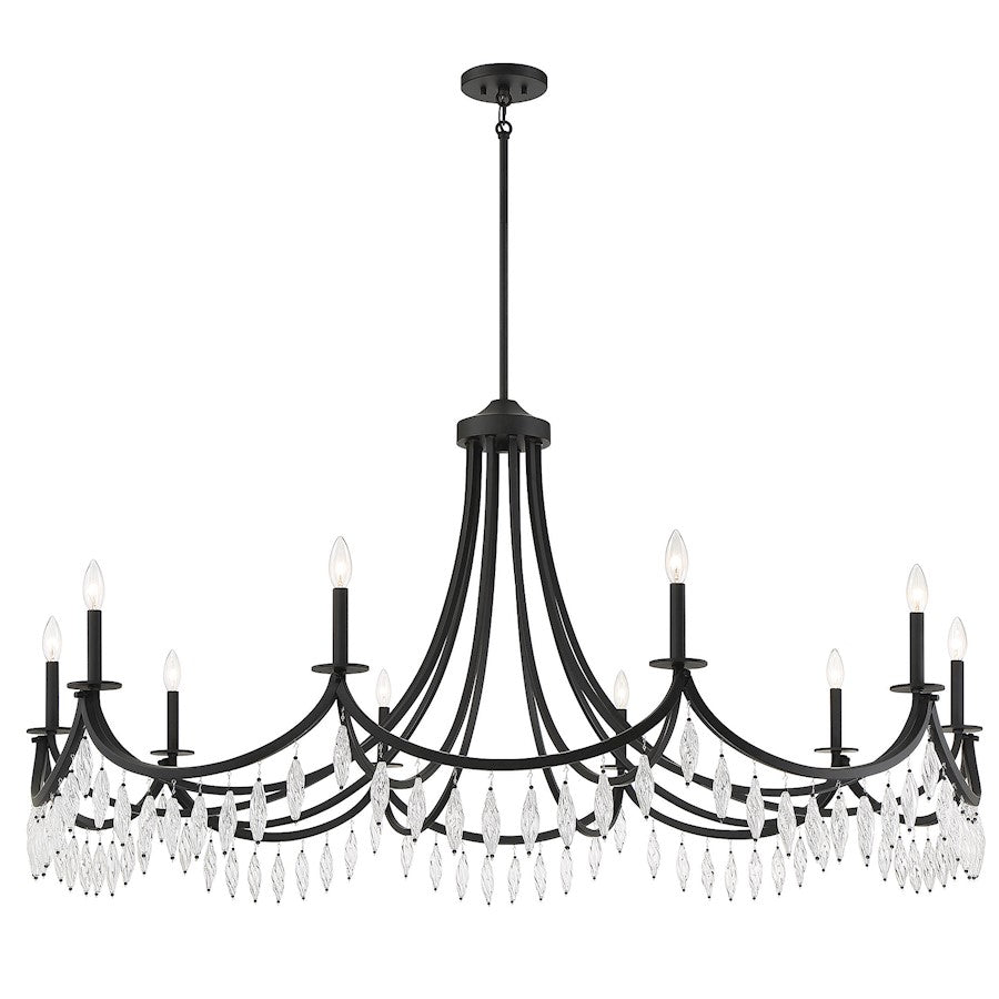 10 Light Chandelier, Matte Black