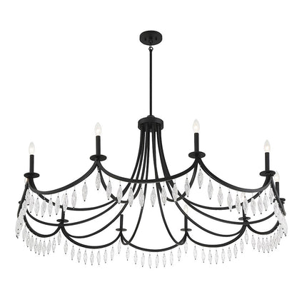 10 Light Chandelier, Matte Black