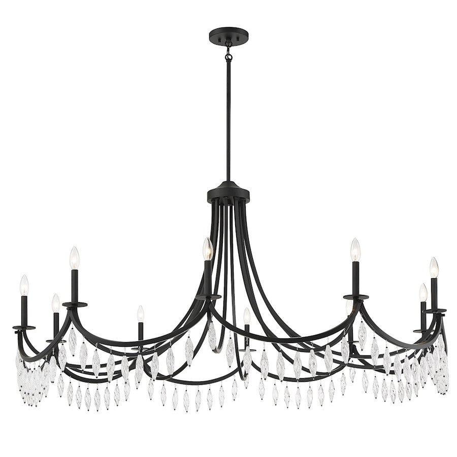 10 Light Chandelier, Matte Black