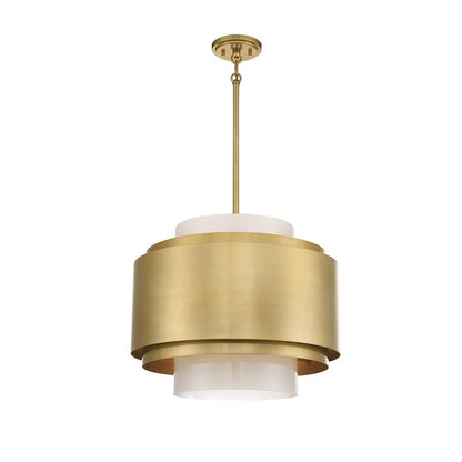 4 Light Pendant, Burnished Brass