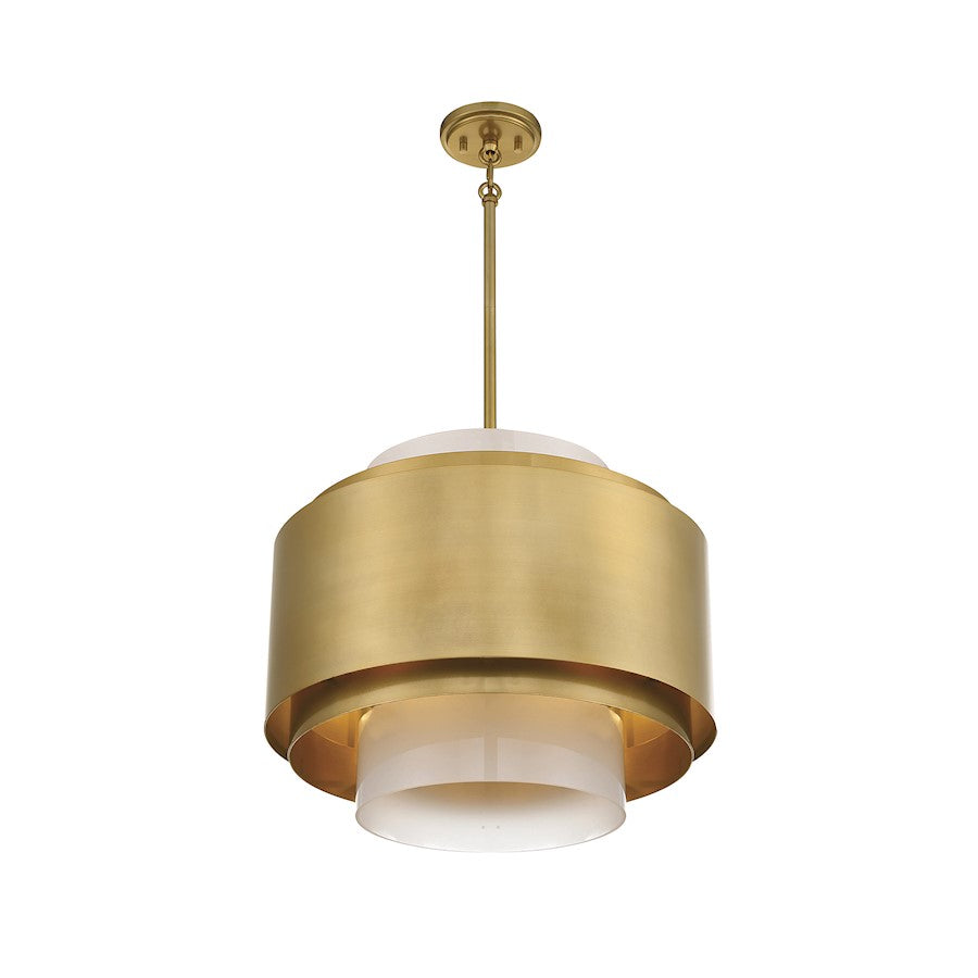 4 Light Pendant, Burnished Brass