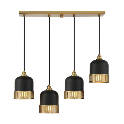 4 Light Linear Chandelier, Black