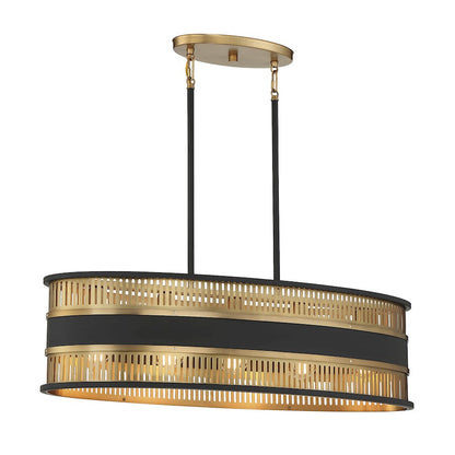 Savoy House Eclipse 5 Light Linear Chandelier, Black/Brass - 1-1813-5-143