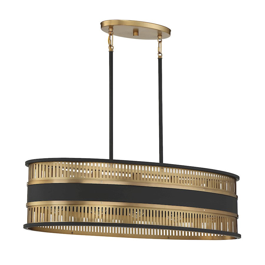 5 Light Linear Chandelier, Black