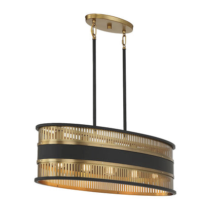 5 Light Linear Chandelier, Black