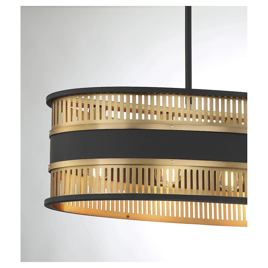 5 Light Linear Chandelier, Black