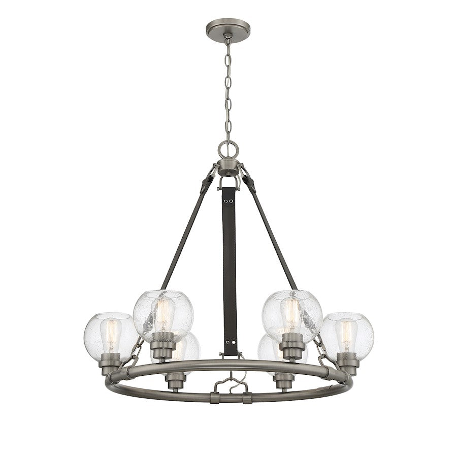 6 Light Chandelier, Antique Nickel