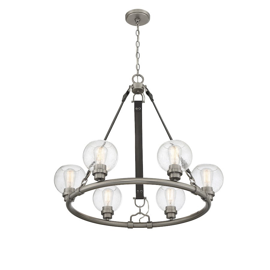 6 Light Chandelier, Antique Nickel