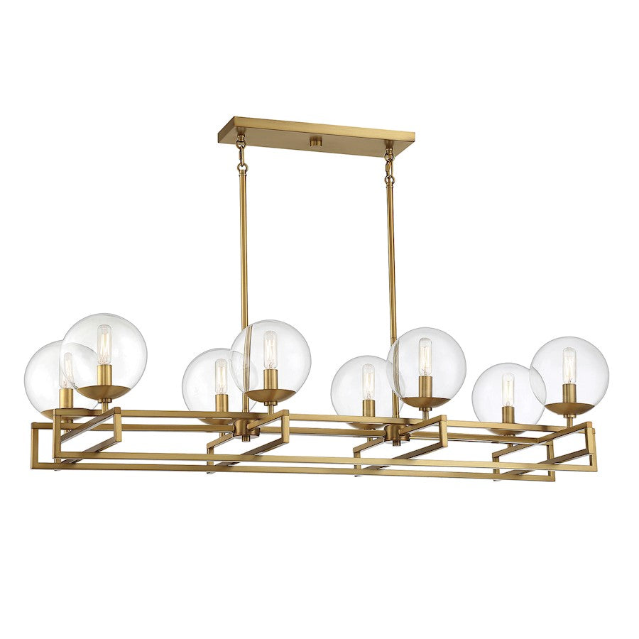 Savoy House Crosby 8 Light Linear Chandelier, Warm Brass/Clear - 1-1862-8-322