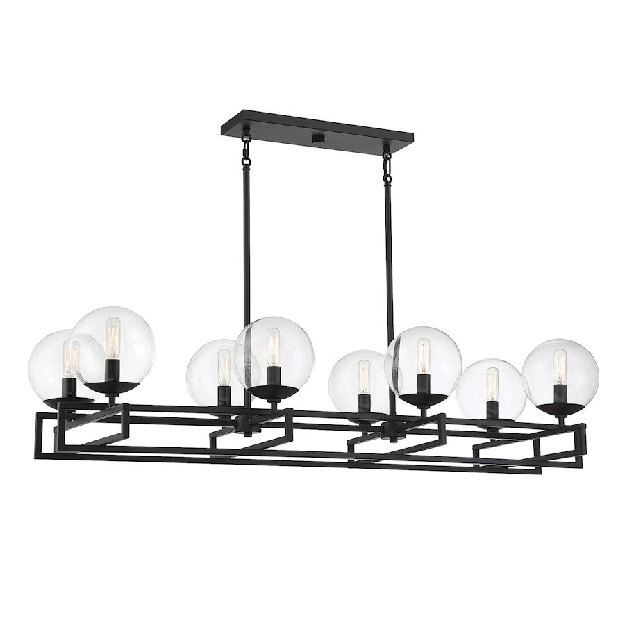 Savoy House Crosby 8 Light Linear Chandelier, Matte Black/Clear - 1-1862-8-89