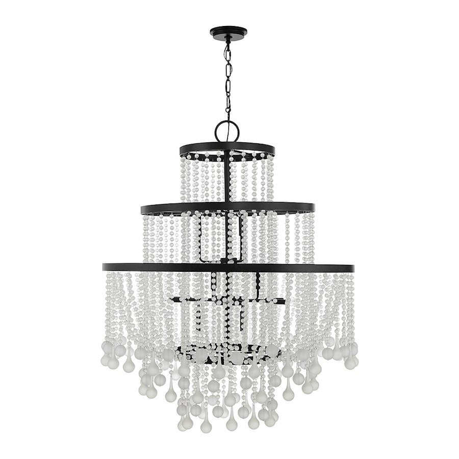 15 Light Chandelier, Matte Black