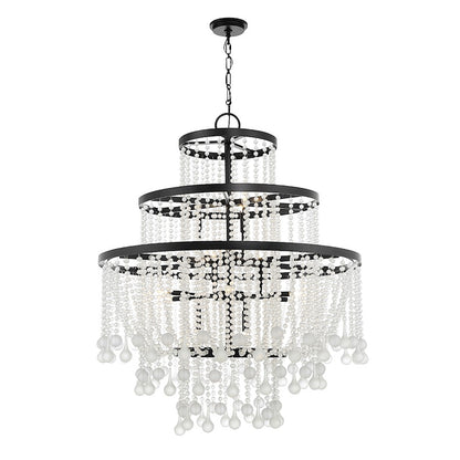 15 Light Chandelier, Matte Black